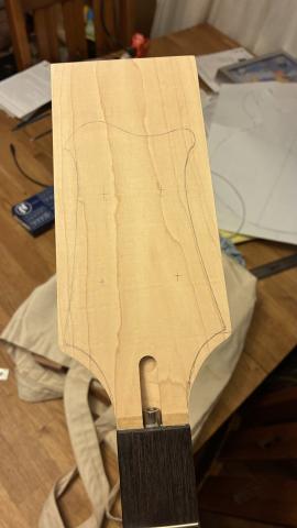 Headstock sketch on paddle neck