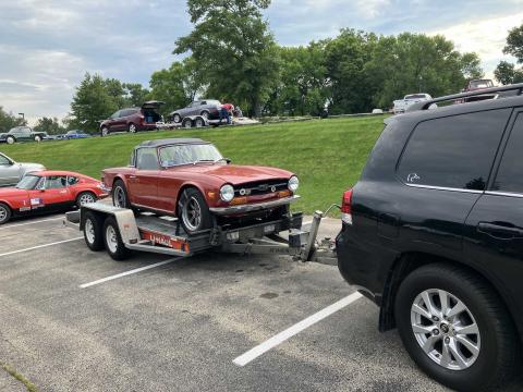 tr6 on a trailer